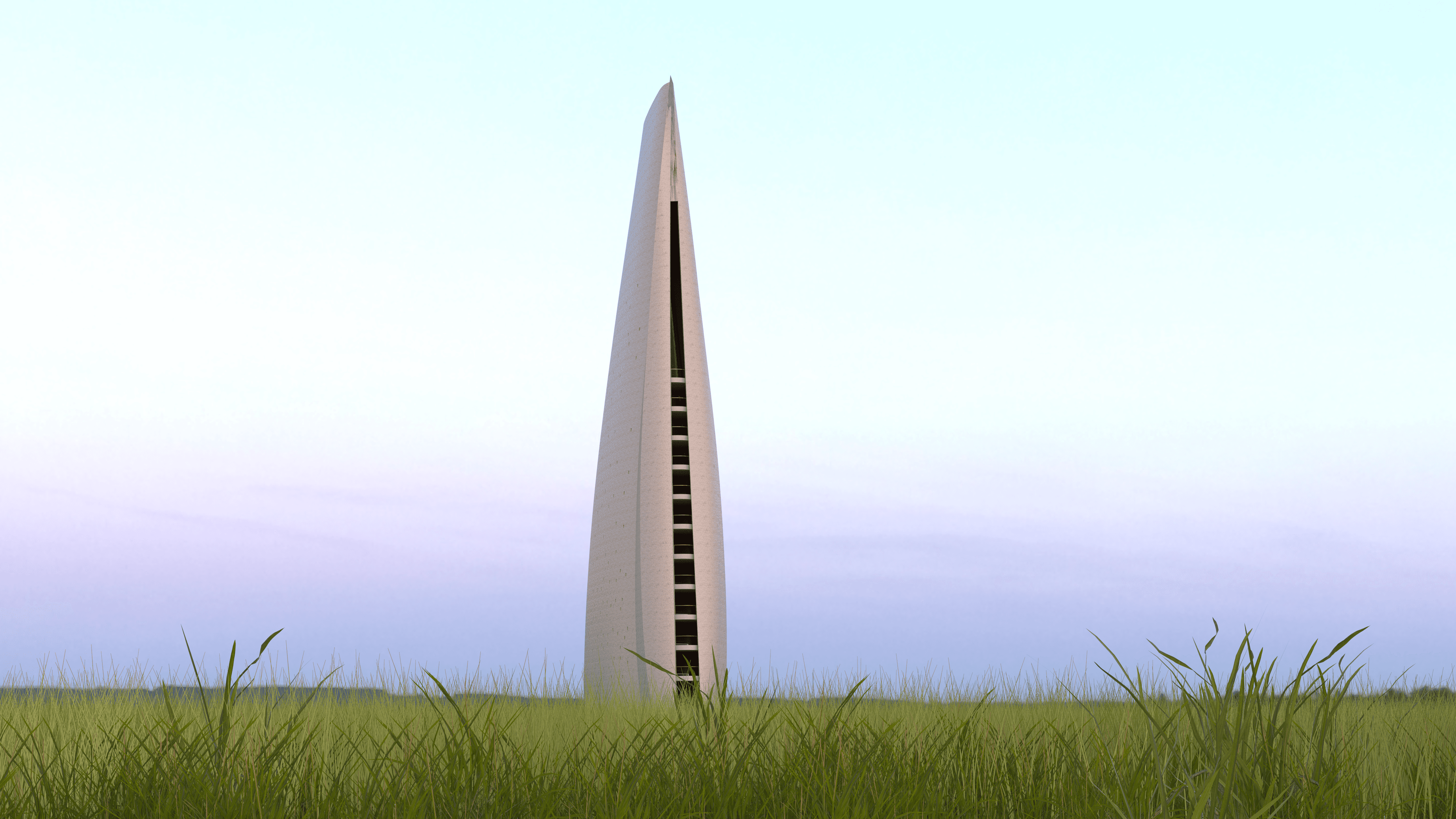 Tower in a green meadow