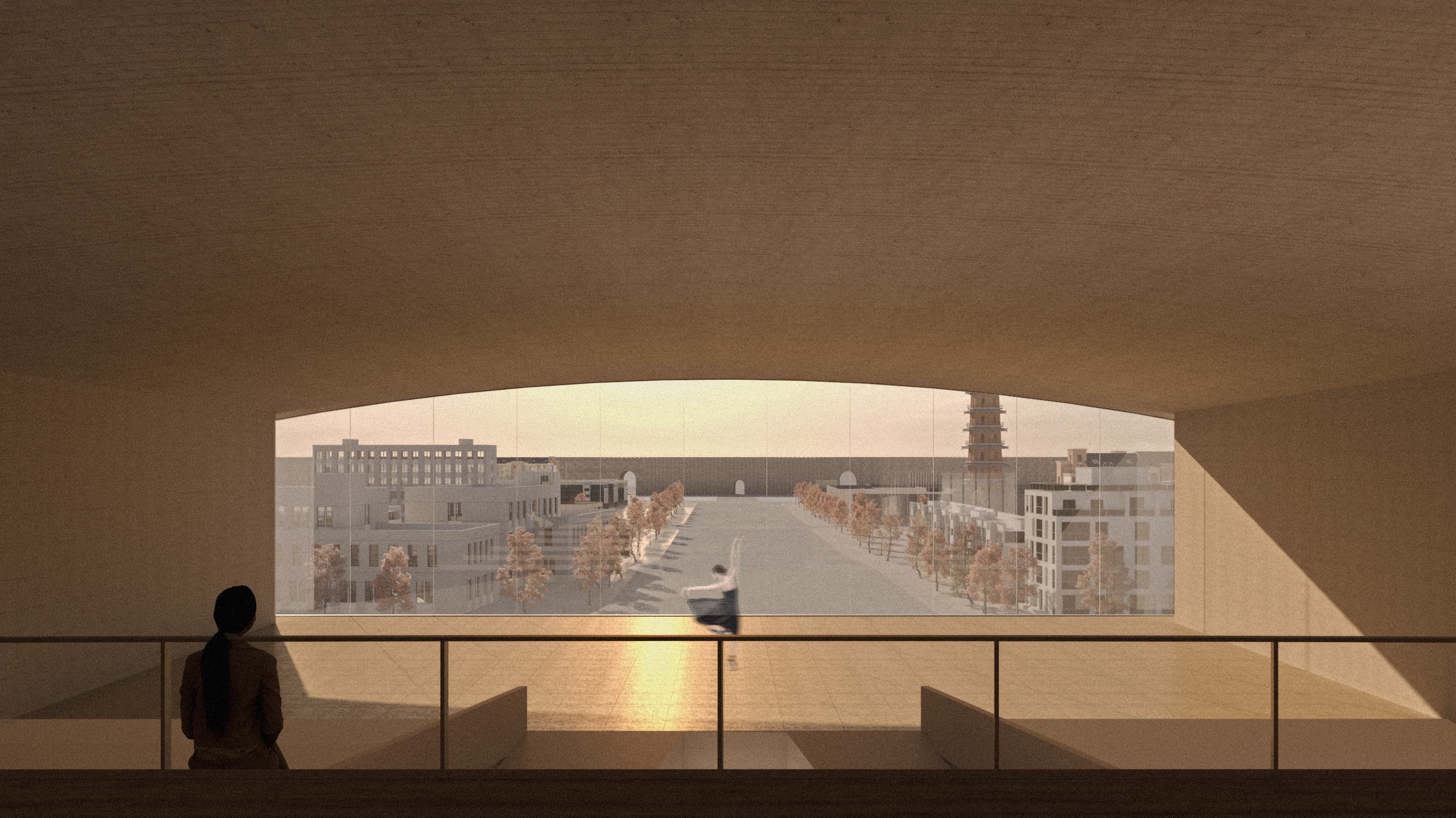 Public space along the folded axis