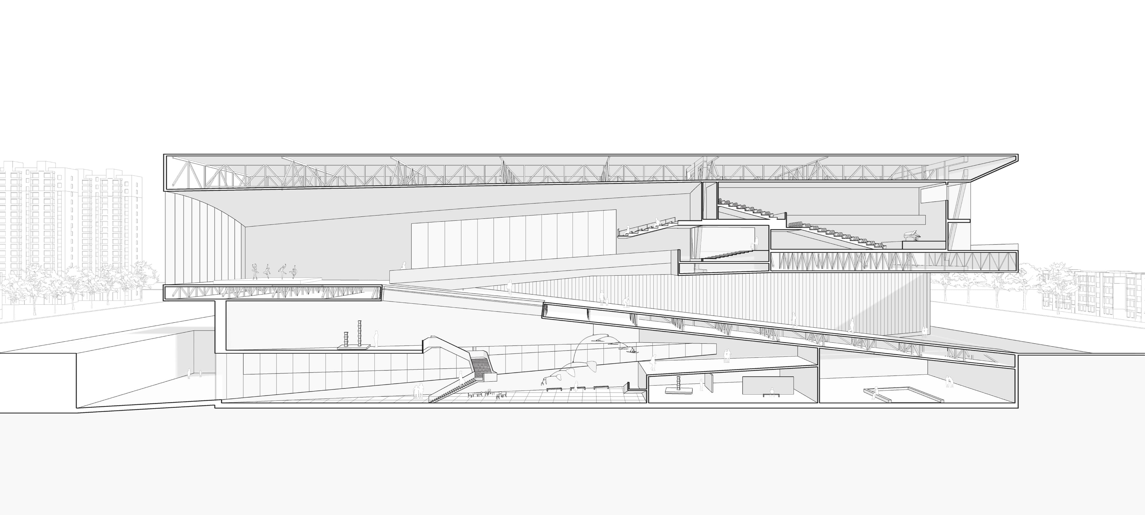 Long elevation along the cultural corridor
