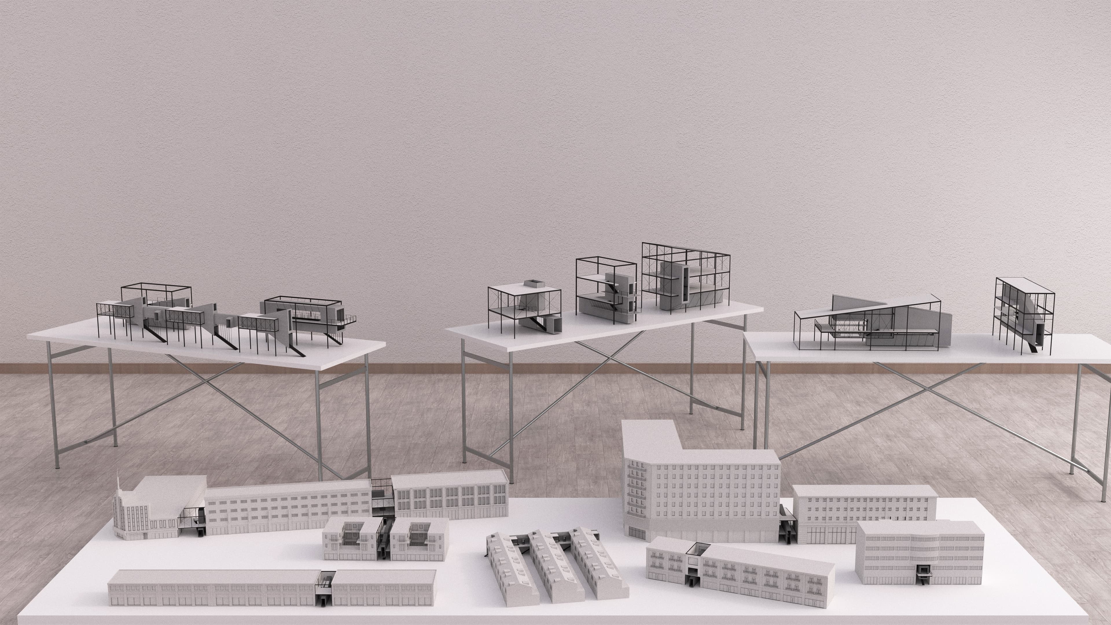 Architectural study models on display